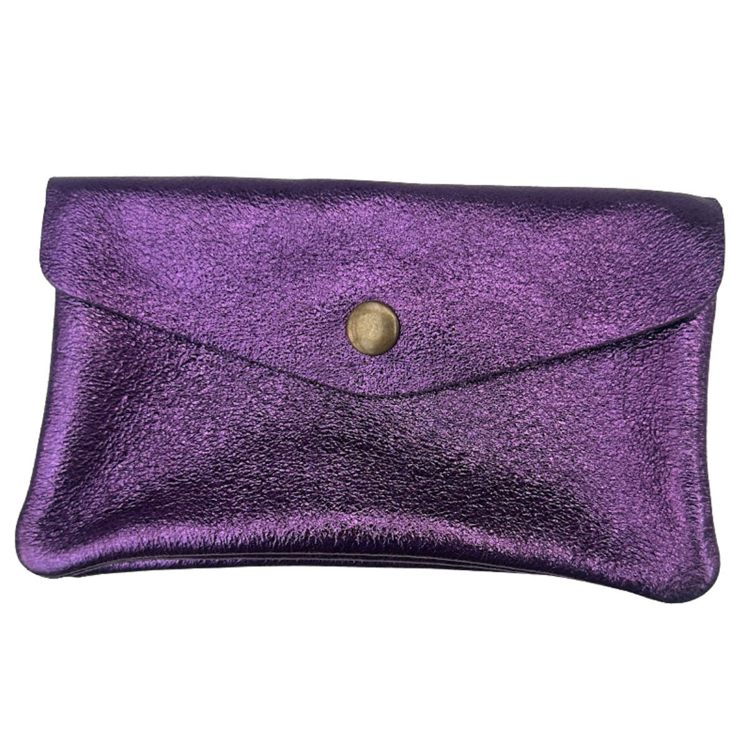 Lottie Purple Metallic Leather Purse - Sugarplum Boutique
