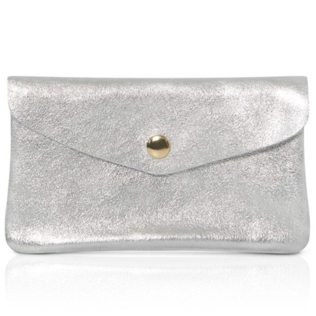 Lottie Silver Metallic Leather Purse -  Sugarplum Boutique