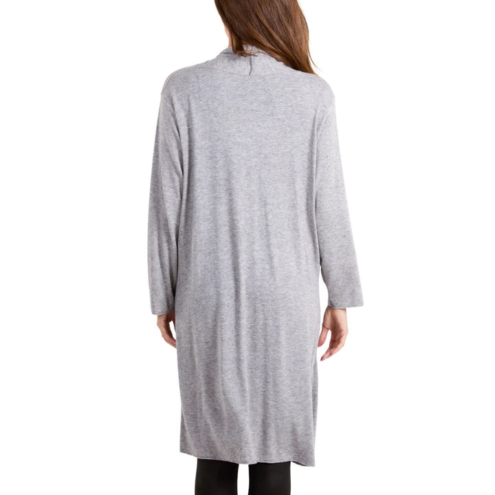 Lucy Light Grey Long Line Fine Knit Cardigan - Sugarplum Boutique