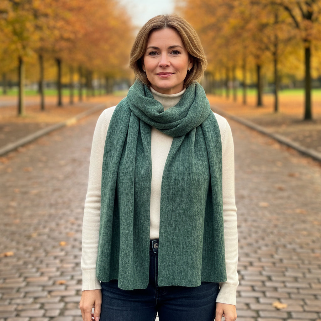 Lucy Plain Forest Green Cotton Blend Scarf - Sugarplum Boutique