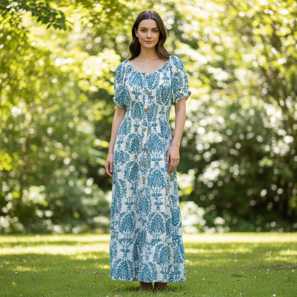 Made In Italy Aurelia Teal Green Paisley Patterned Bardot Maxi Dress - Sugarplum Boutique