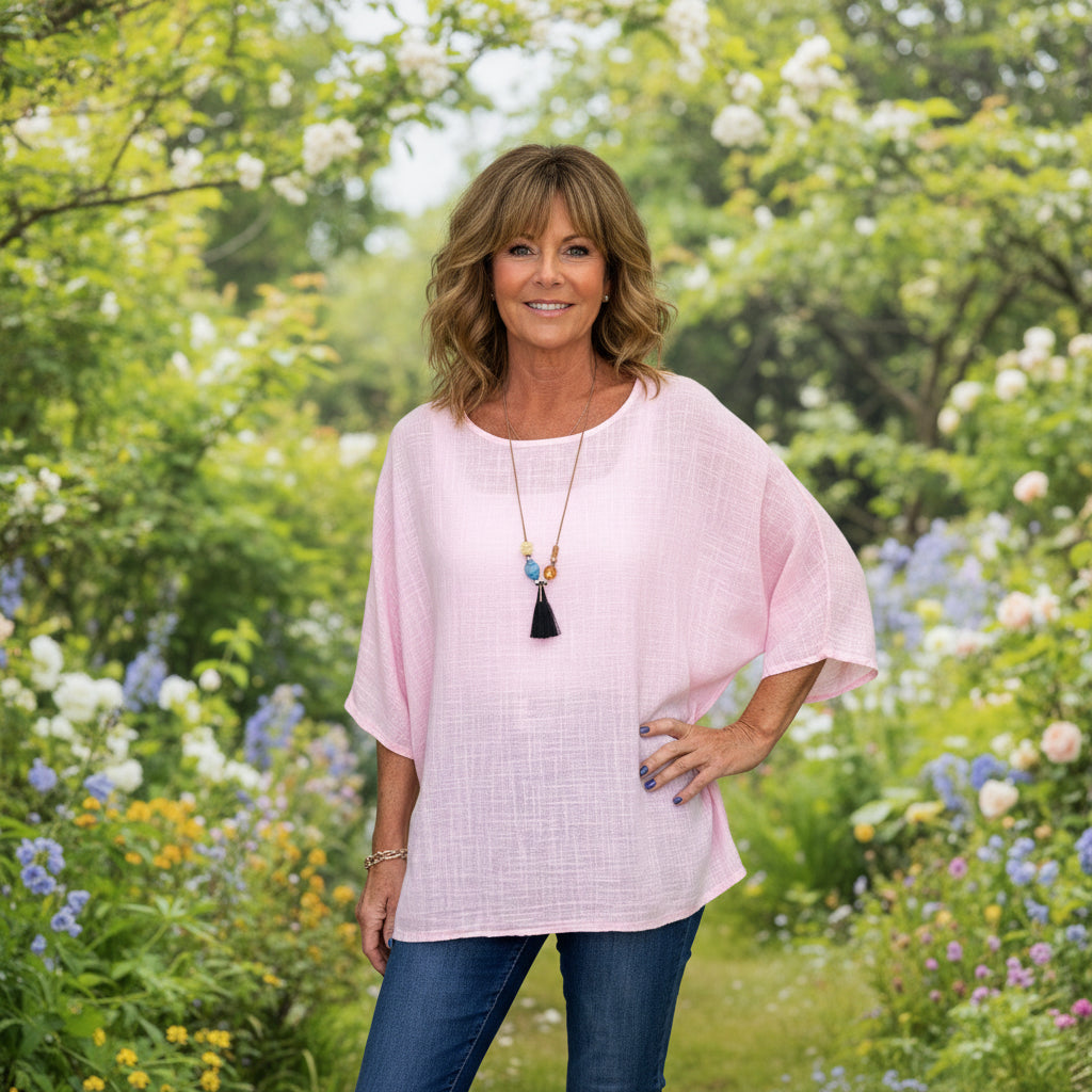 Made In Italy Carrie Light Pink Two Piece Necklace Top Set - Sugarplum Boutique