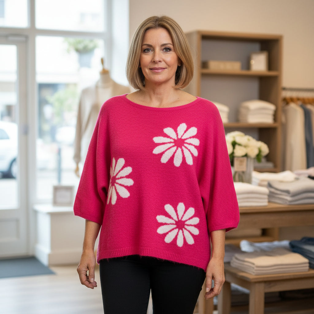 Made In Italy Daisy Cerise Pink Wool Mix Jumper - Sugarplum Boutique