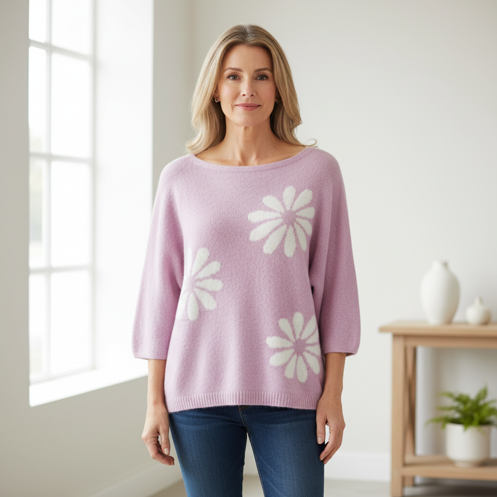 Made In Italy Daisy Lavender Knit Wool Mix Jumper - Sugarplum Boutique