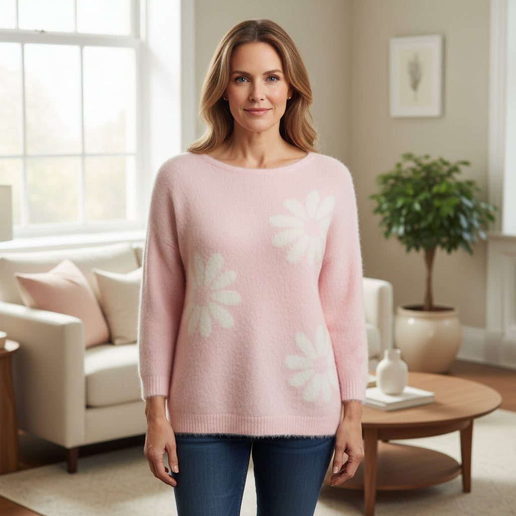 Made In Italy Daisy Pink Knit Wool Mix Jumper - Sugarplum Boutique