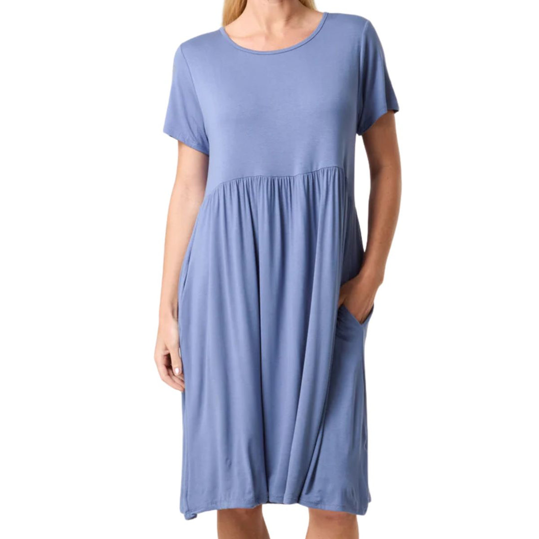 Made In Italy Denim Blue Katy Dress - Sugarplum Boutique