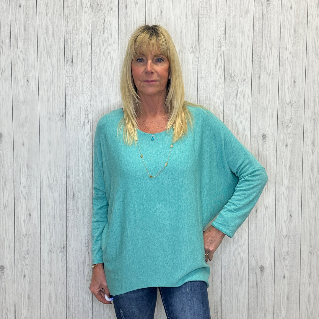 Made In Italy Ronnie Essential Mint Green Lightweight Top - Sugarplum Boutique
