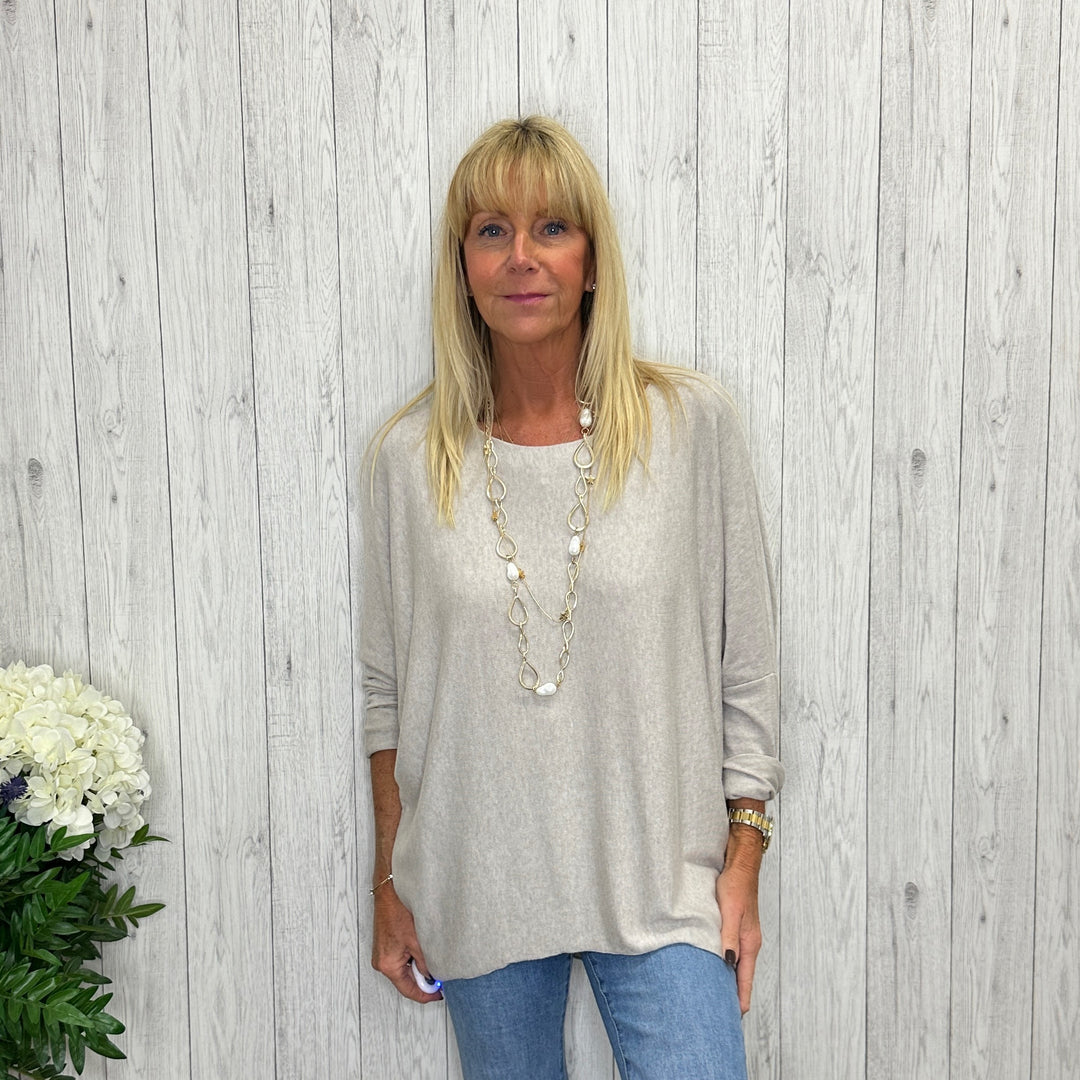 Made In Italy Ronnie Essential Stone Lightweight Top -  Sugarplum Boutique