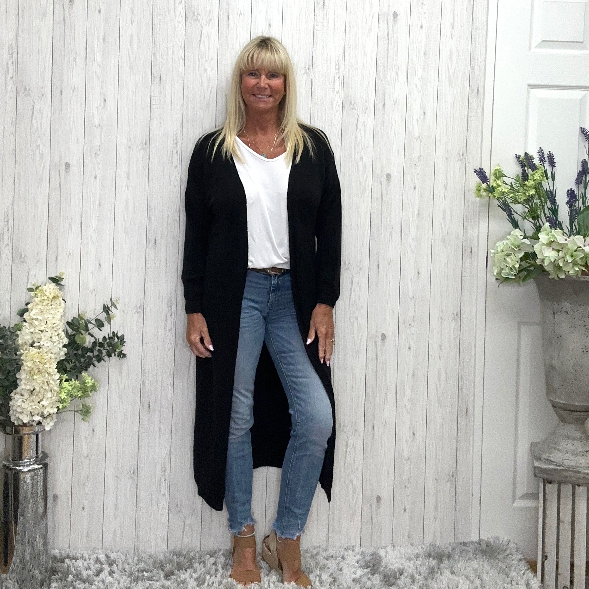 Edge to edge cardigan black hotsell
