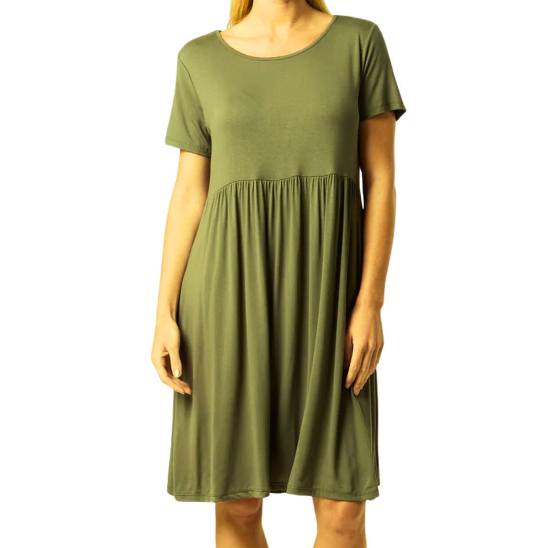 Made In Italy Khaki Green Katy Dress - Sugarplum Boutique