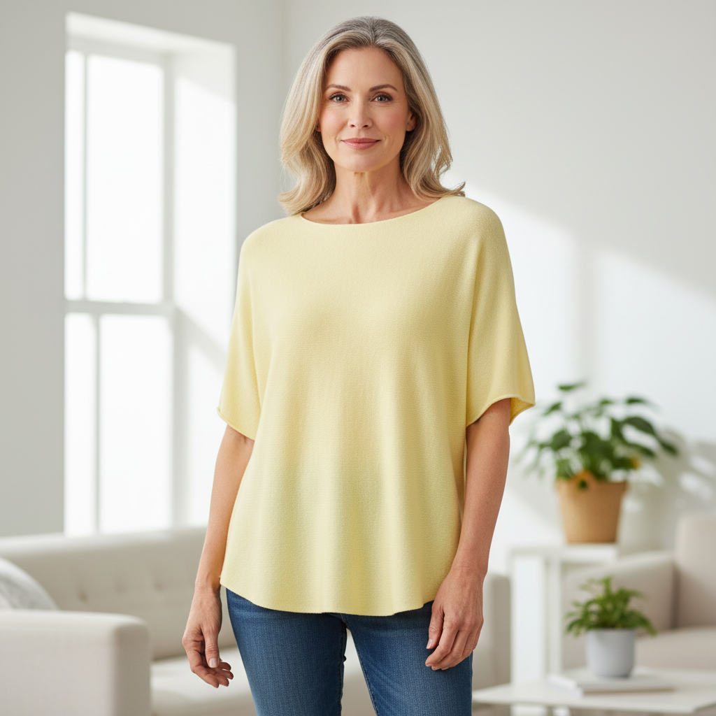 Made In Italy Lemon Yellow Rhonda Short Sleeved Round Neck Jumper - Sugarplum Boutique