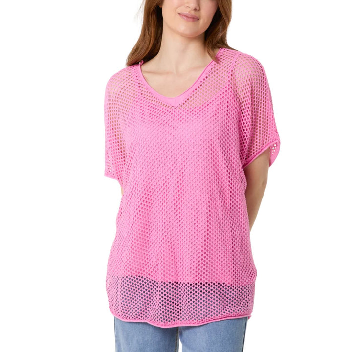 Made In Italy Lindy Cotton Two Piece Top Set Bubblegum Pink - Sugarplum Boutique