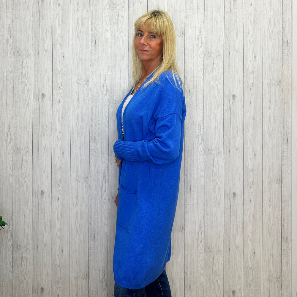 Made In Italy Loxy Sky Blue Cashmere Mix Long Cardigan - Sugarplum Boutique
