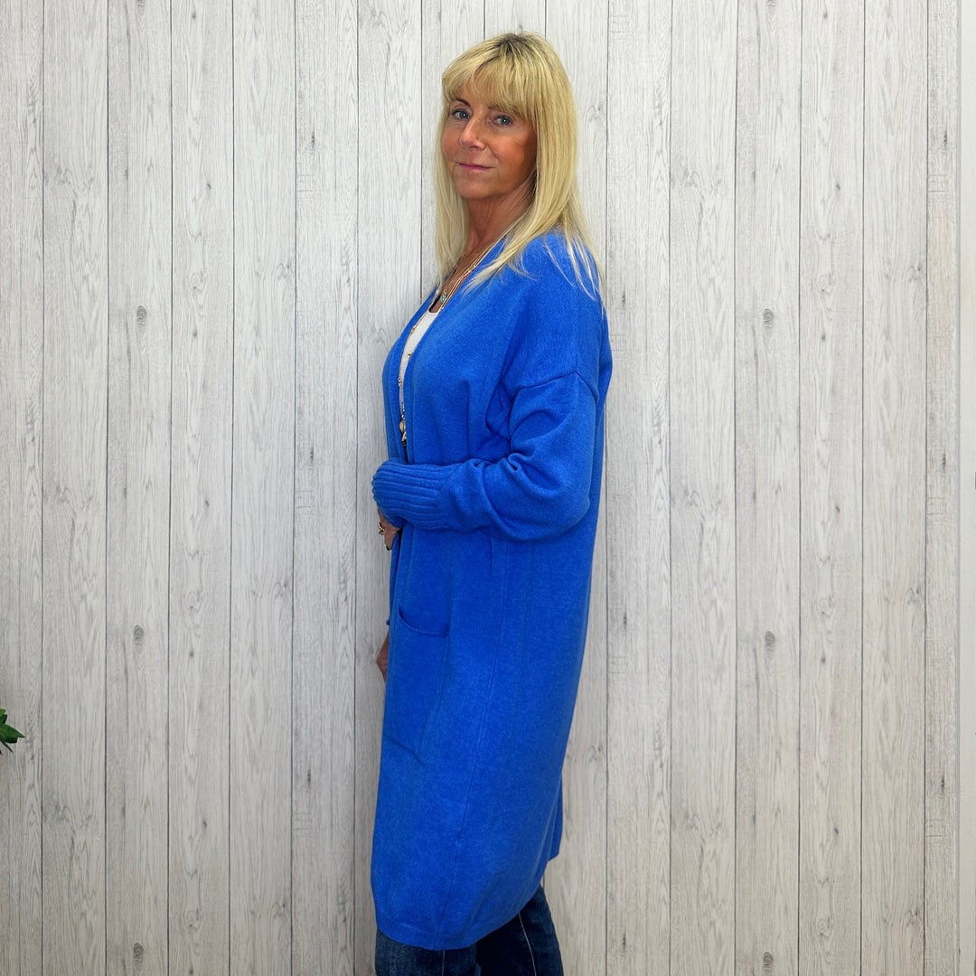 Made In Italy Loxy Sky Blue Cashmere Mix Long Cardigan - Sugarplum Boutique