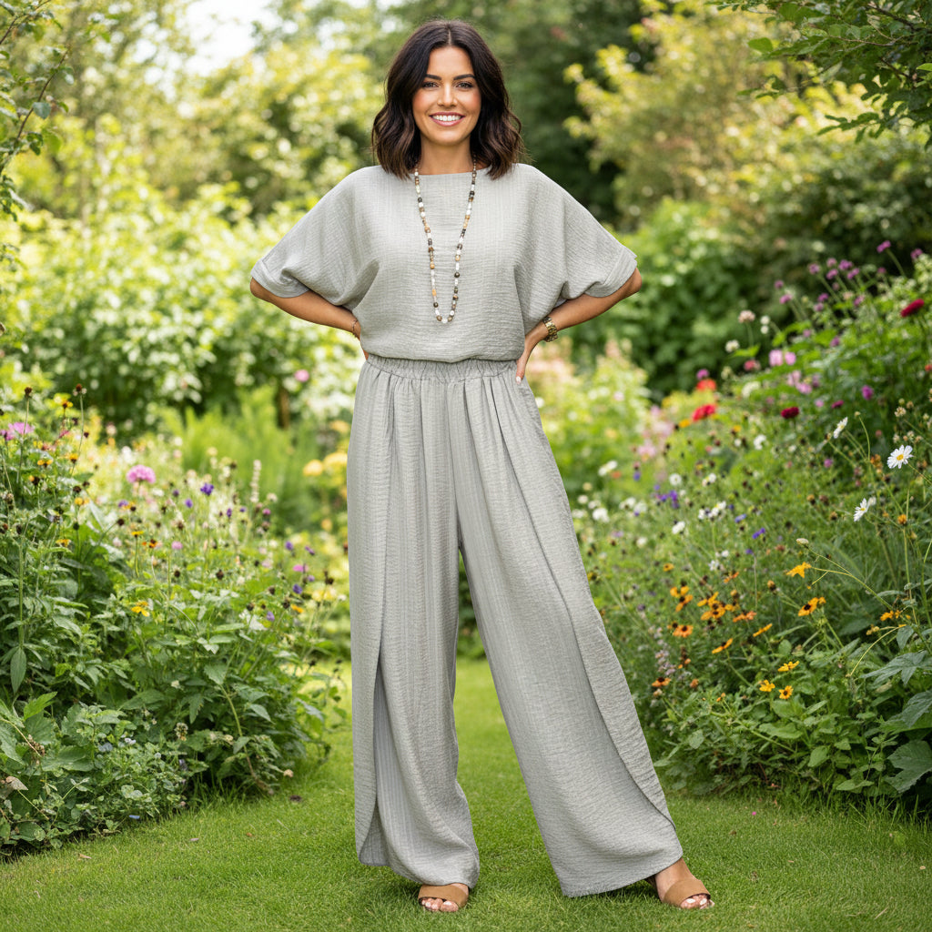 Made In Italy Luella Mocha Brown Split Leg Trouser - Sugarplum Boutique