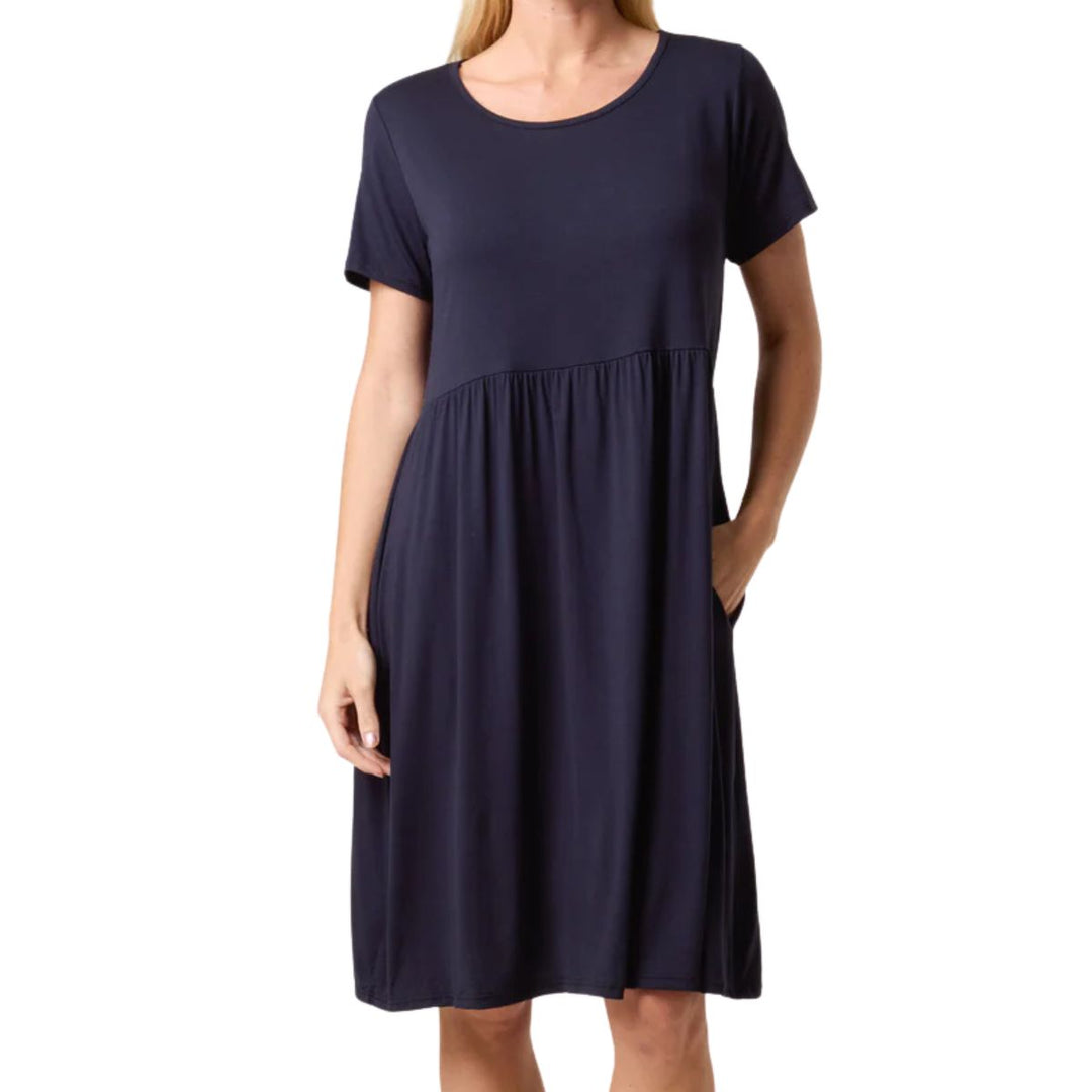 Made In Italy Navy Blue Katy Dress - Sugarplum Boutique