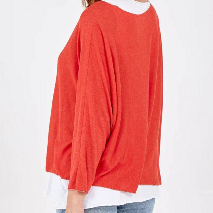 Made In Italy Nieve 3 Piece Top Set Long Sleeve Light Red - Sugarplum Boutique