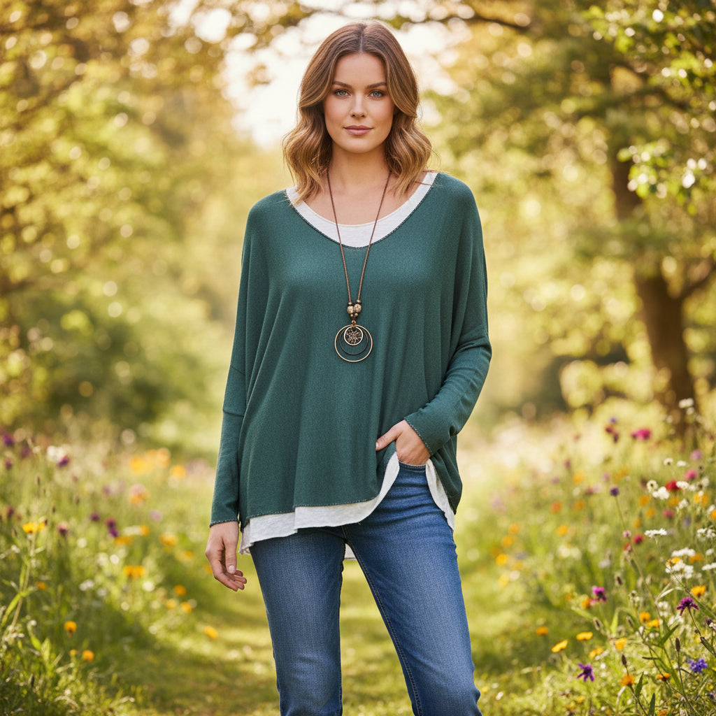 Made In Italy Nieve Forest Green 3 Piece Top Set - Sugarplum Boutique