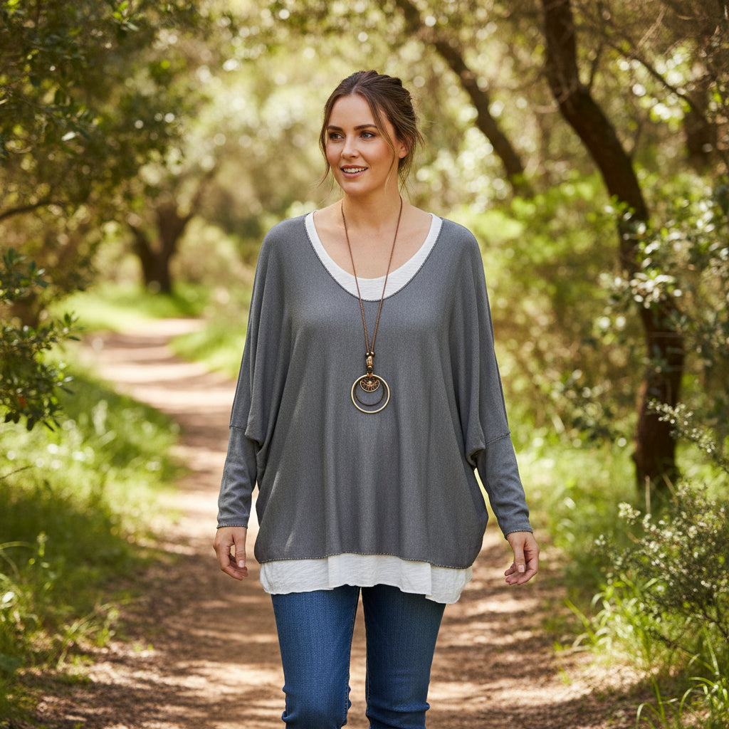 Made In Italy Nieve Grey 3 Piece Top Set - Sugarplum Boutique