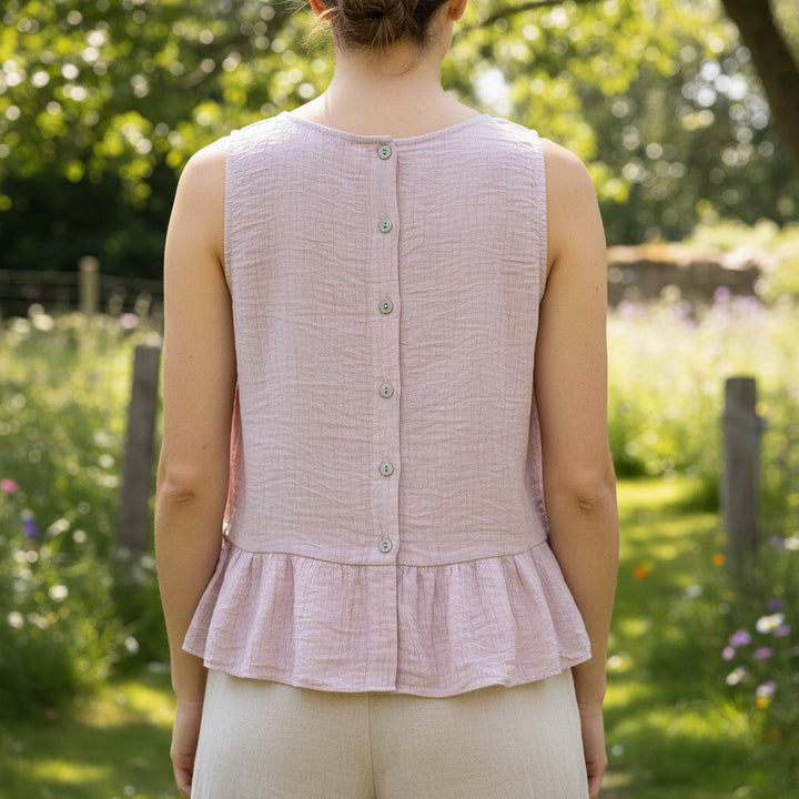 Made In Italy Pink Milano Crinkle Button Back Vest - Sugarplum Boutique