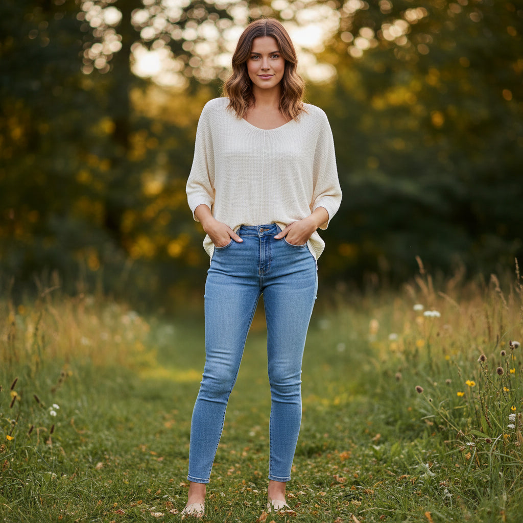 Made In Italy Pip Cream Half Sleeve Light Knit Jumper - Sugarplum Boutique
