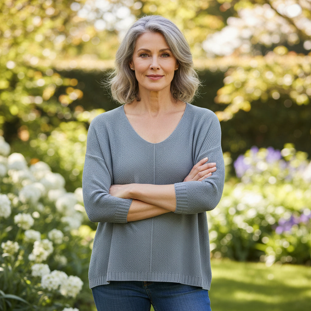 Made In Italy Pip Grey Half Sleeve Light Knit Jumper - Sugarplum Boutique