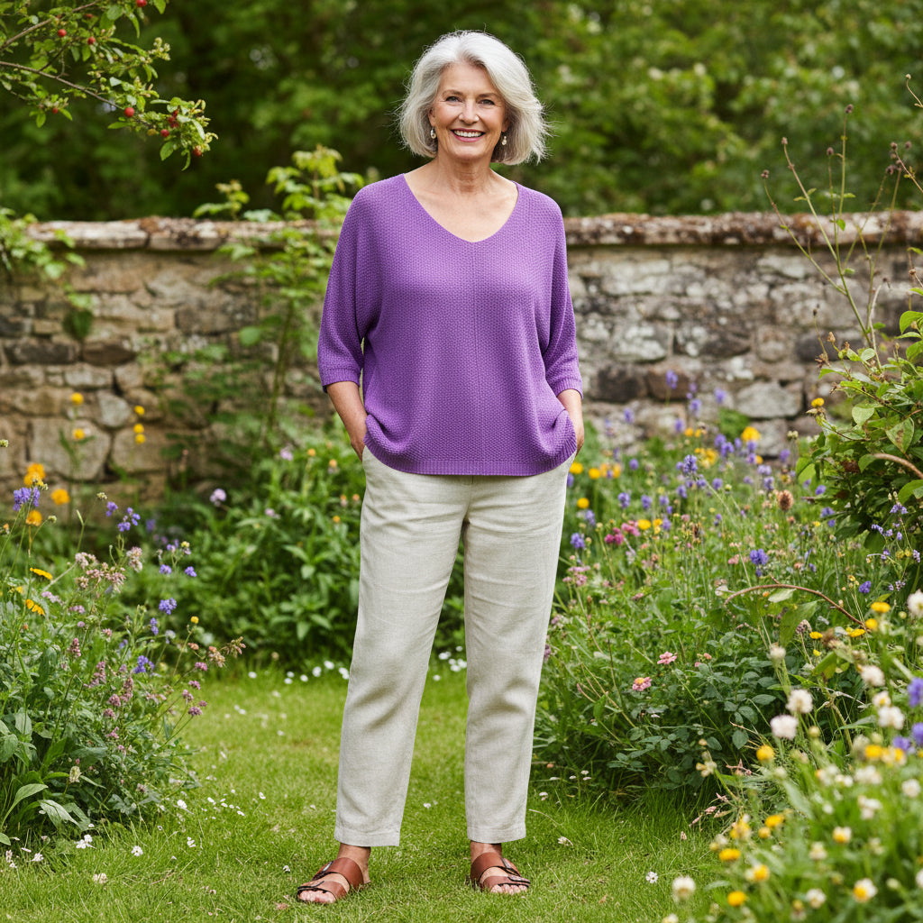Made In Italy Pip Purple Half Sleeve Light Knit Jumper - Sugarplum Boutique