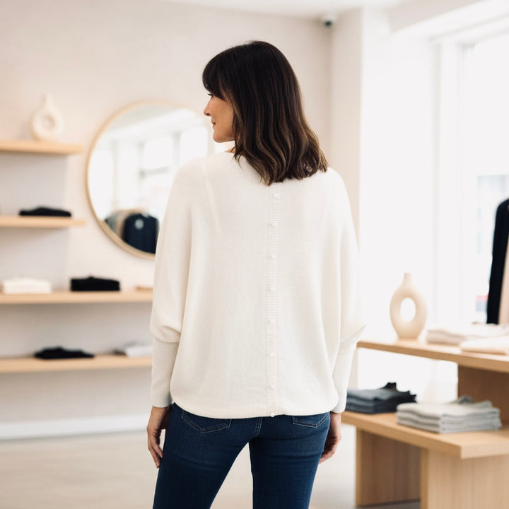 Made In Italy Polly Pearl Back Stone Batwing Jumper - Sugarplum Boutique