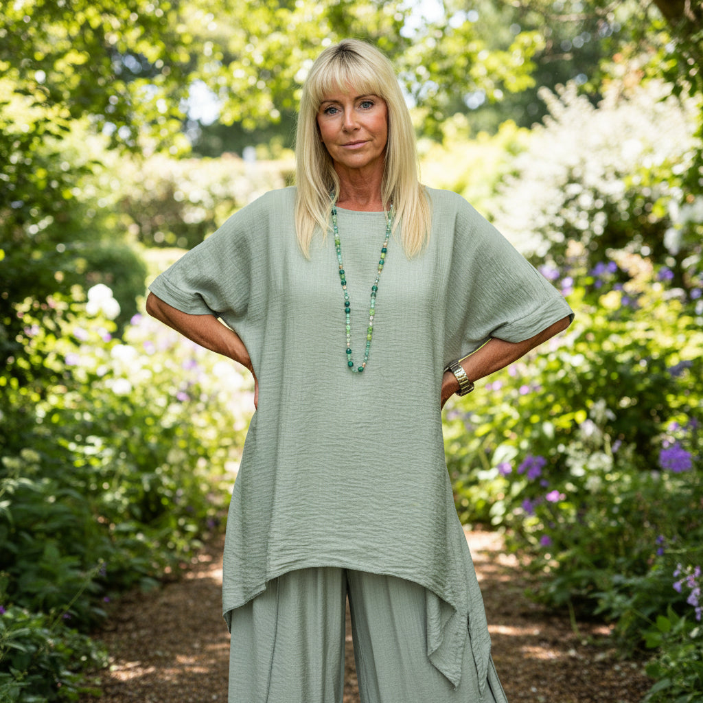 Made In Italy Relaxed Fit Luella Sage Green Top - Sugarplum Boutique