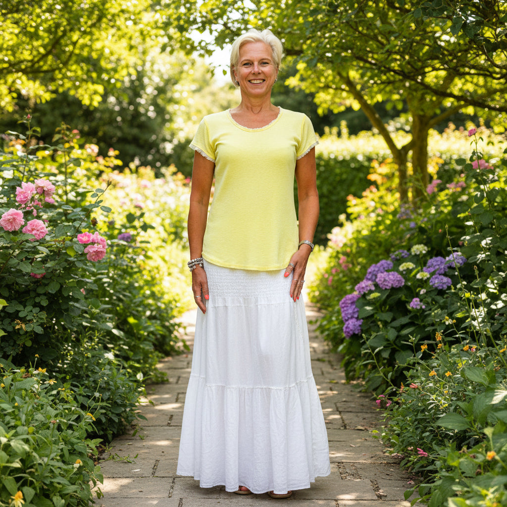 Made In Italy Rolly Raw Edge Lemon Yellow Cotton T-Shirt -  Sugarplum Boutique