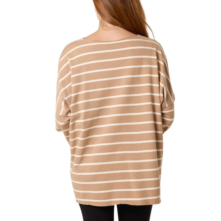 Made In Italy Statham Striped Camel Brown Cotton Top - Sugarplum Boutique