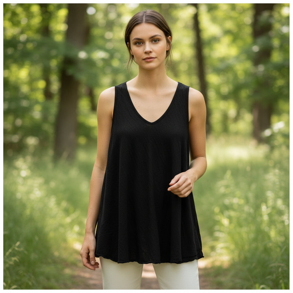 Made In Italy Swing Black Cotton Top - Sugarplum Boutique