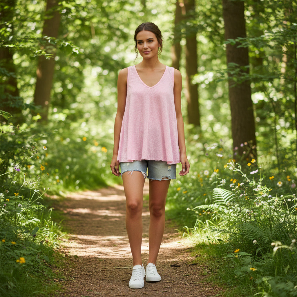 Made In Italy Swing Pink Cotton Top - Sugarplum Boutique