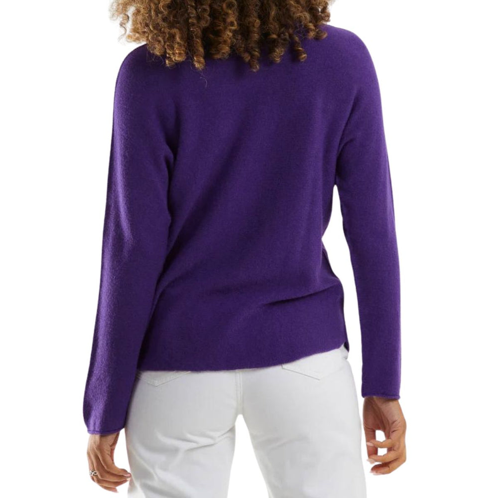 Made In Italy Vienna V Neck Jumper Seamed Arm Purple