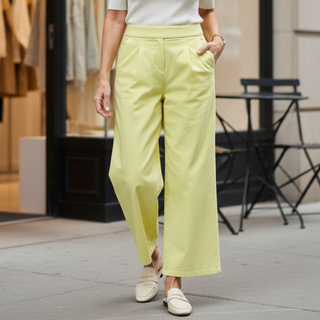 Made In Italy Winnie Lemon Yellow Wide Leg Magic Trousers - Sugarplum Boutique