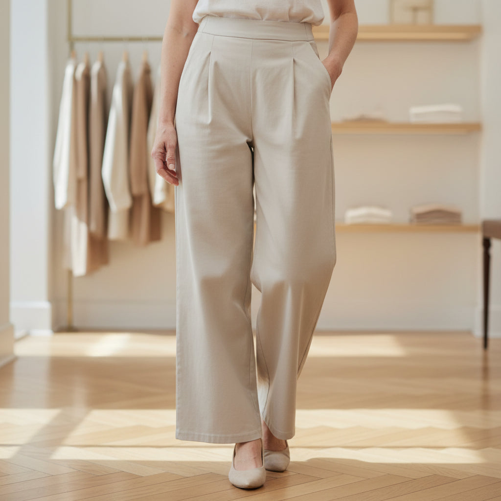 Made In Italy Winnie Wide Leg Magic Trouser Stone -Sugarplum Boutique