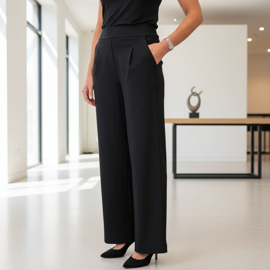 Made In Italy Winnie Wide Leg Magic Trousers Black - Sugarplum Boutique