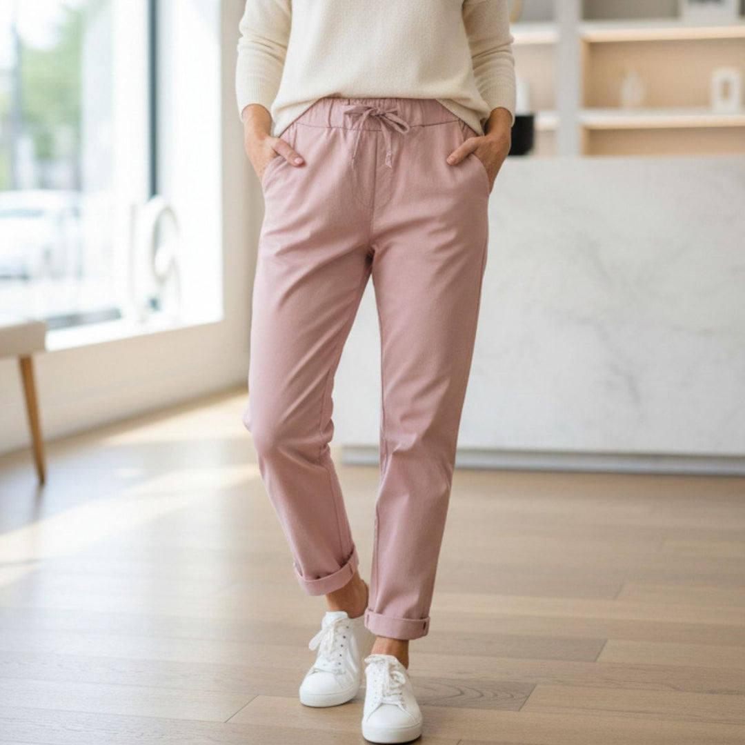 Made in Italy Dee Dee Magic Trousers Stretch Fabric Vintage Pink - Sugarplum Boutique
