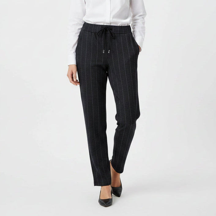 Made in Italy Herringbone Striped Black Magic Trousers - Sugarplum Boutique
