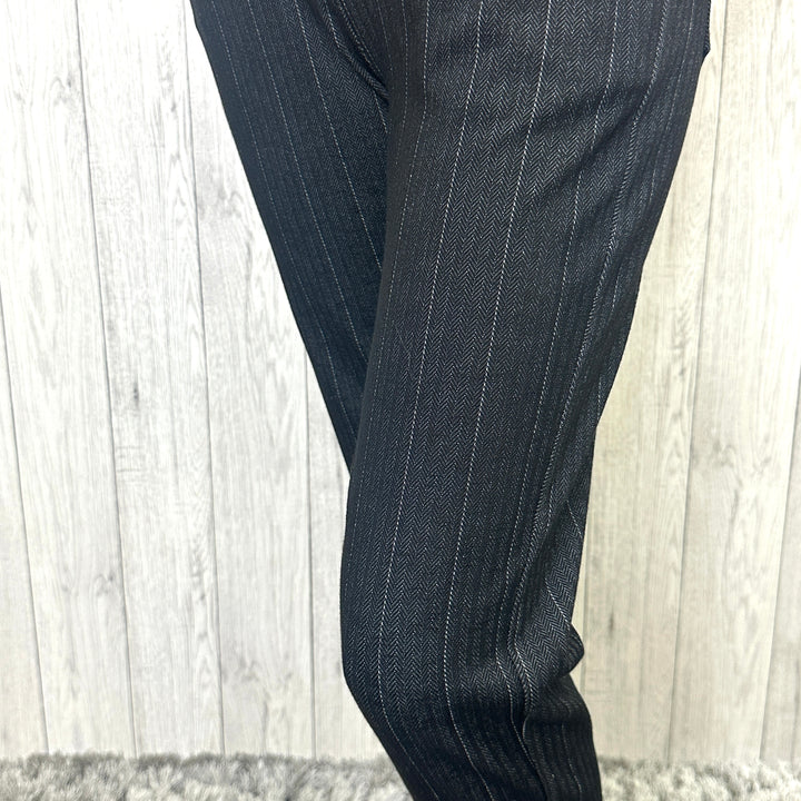 Made in Italy Herringbone Striped Trouser Black - Sugarplum Boutique