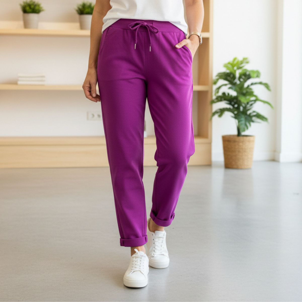 Made in Italy Magenta Pink Dee Dee Stretch Fabric Magic Trousers -  Sugarplum Boutique