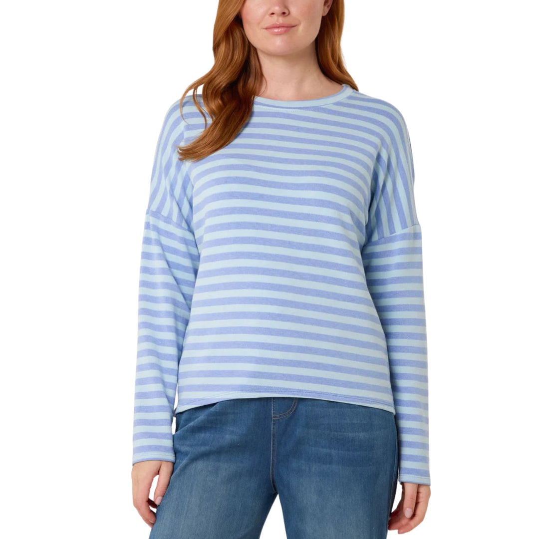 Made In Italy Tommy Blue Striped Long Sleeve Cotton Top - Sugarplum Boutique