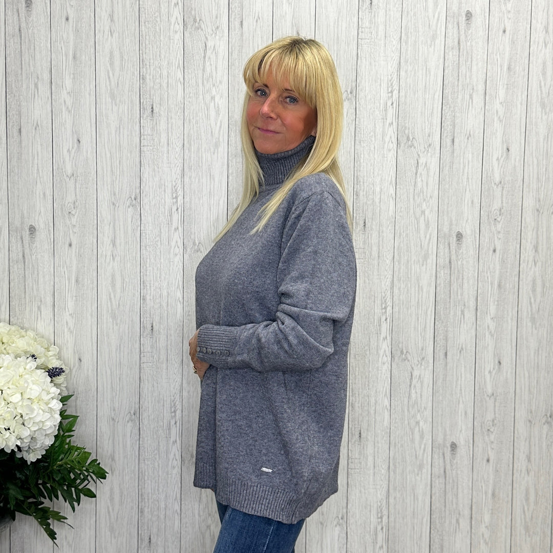 Magli Grey Polo Neck Jumper -Sugarplum Boutique