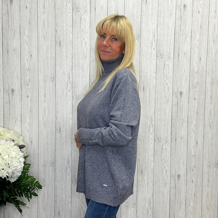 Magli Grey Polo Neck Jumper -Sugarplum Boutique