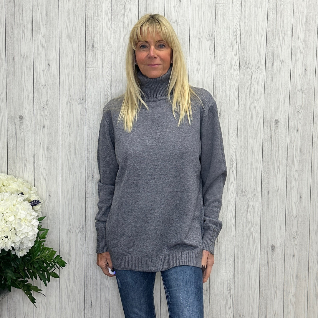 Magli Grey Polo Neck Jumper -Sugarplum Boutique