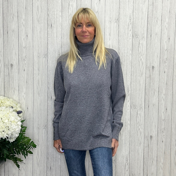 Magli Grey Polo Neck Jumper -Sugarplum Boutique