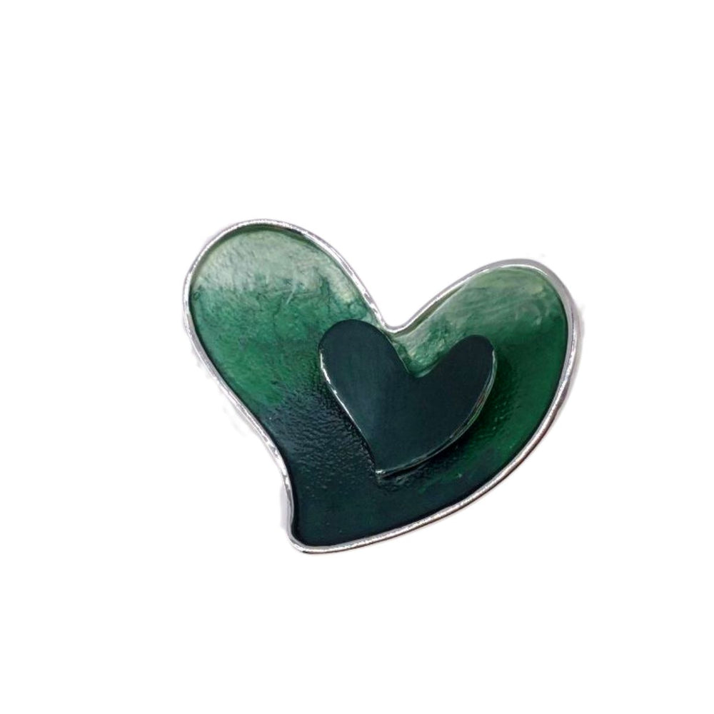 Magnetic Heart In Heart Scarf Brooch Green - Sugarplum Boutique