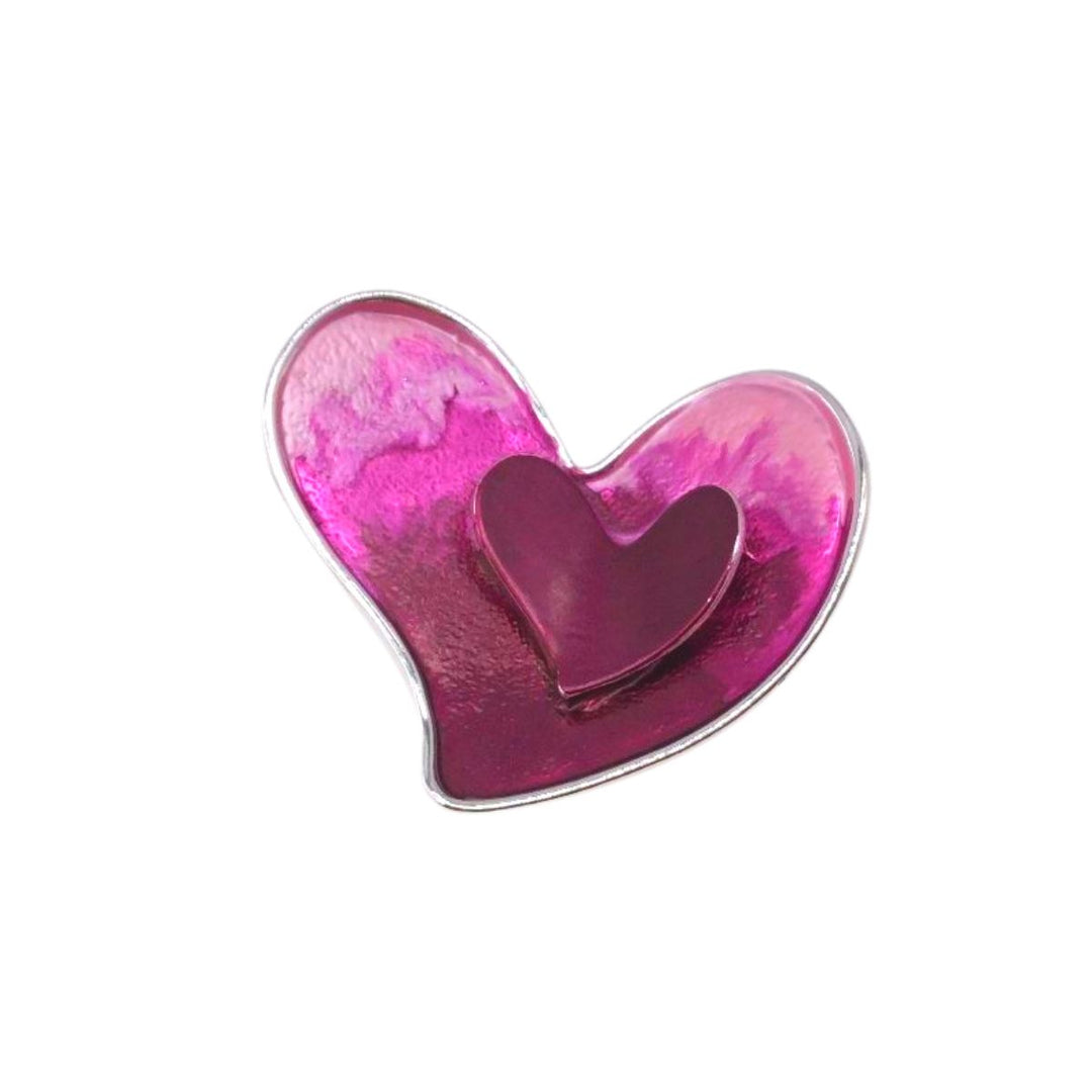 Magnetic Heart In Heart Scarf Brooch Hot Pink - Sugarplum Boutique