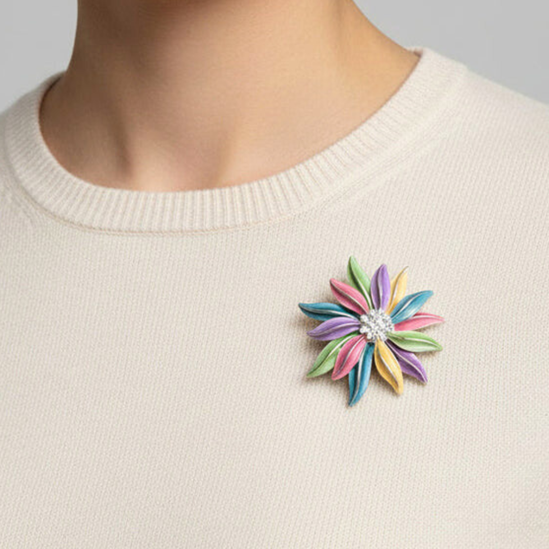 Magnetic Multi Colour Flower Scarf Brooch - Sugarplum Boutique