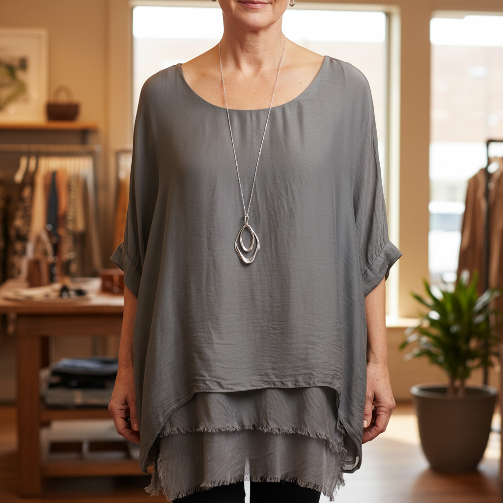 Maya Silk Tiered Top Occasion Wear Mocha Brown - Sugarplum Boutique